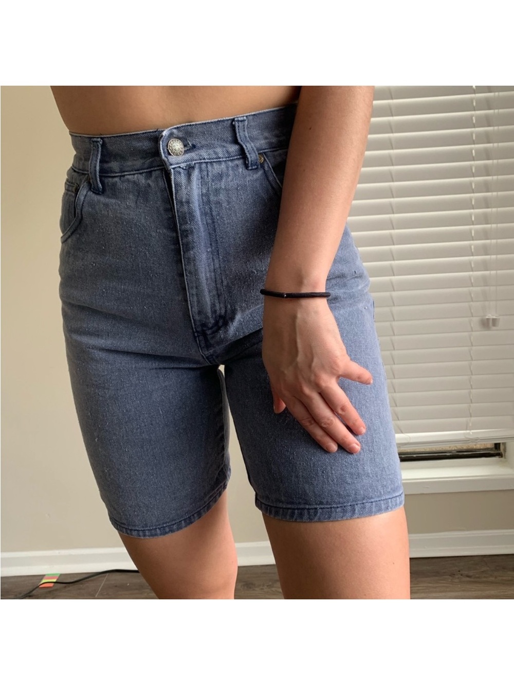 Vintage French Toast Long Denim Shorts - High Rise Dark Wash Jorts - 25” Waist